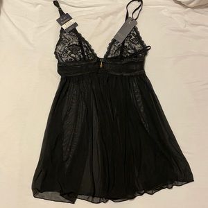 Rachel Roy lingerie babydoll, Black, Size L, Brand new+matching thong